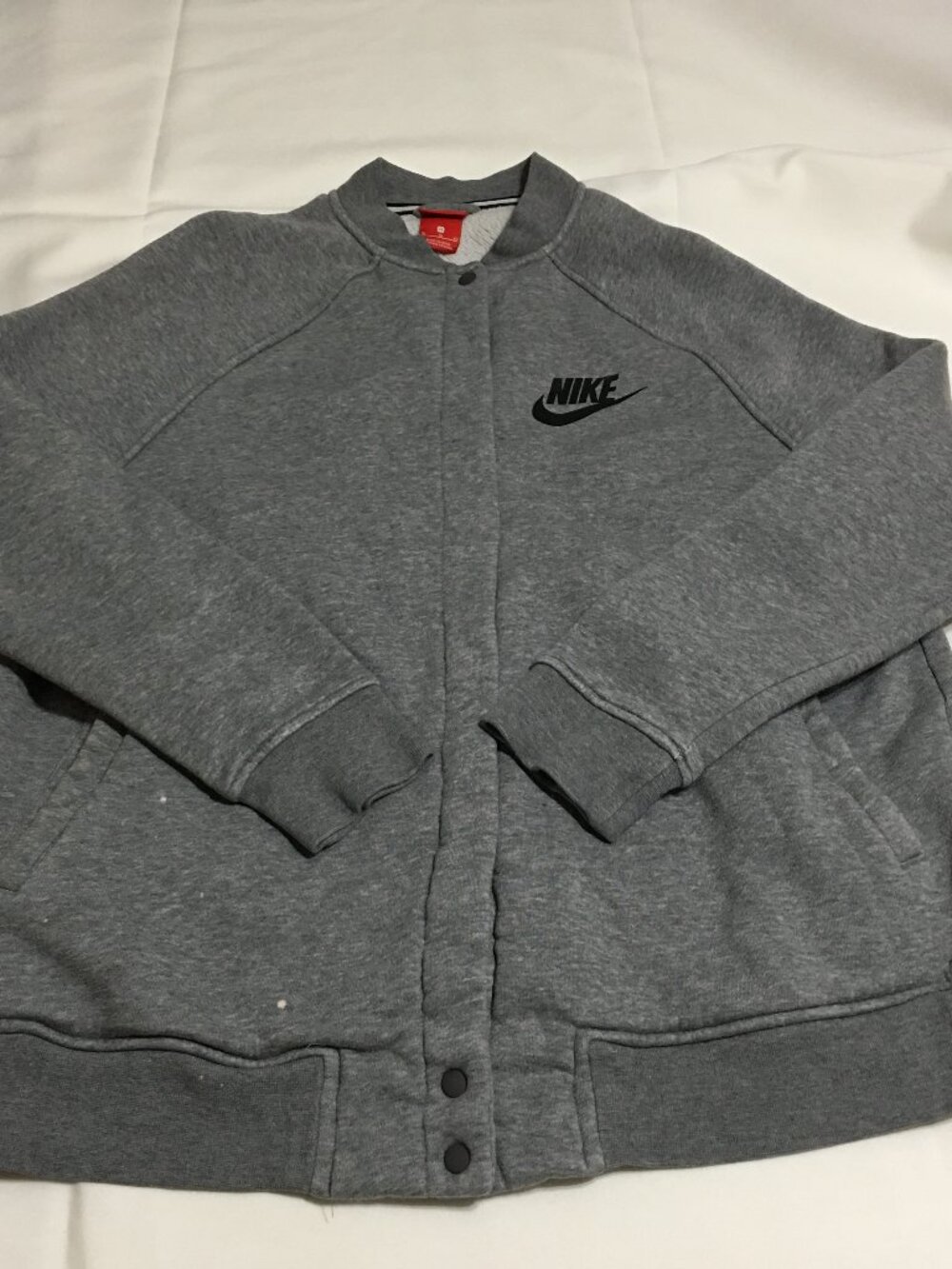Nike Rally Fleece Jacket Womens XL Gray Snap Up Varsity Athleisure